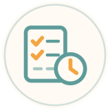 Checklist and clock icon