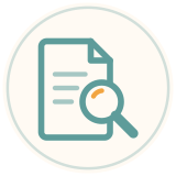 Magnifying glass over a page icon